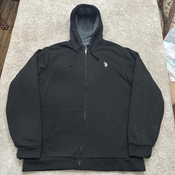 Big & Tall U.S. Polo Assn. Sherpa Lined Full Zip Hoodie 3X Tall - Picture 1 of 6